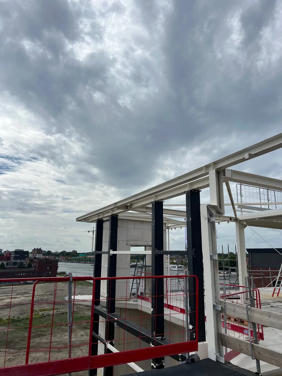 Steel structure at a construction site